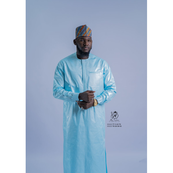 Boubou traditionnel homme turquoise – Style royal et raffinement