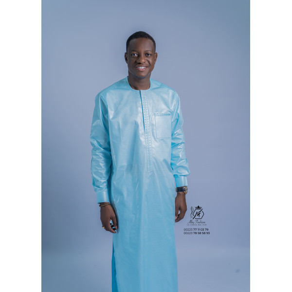 Boubou traditionnel homme bleu turquoise – Élégance et fraîcheur