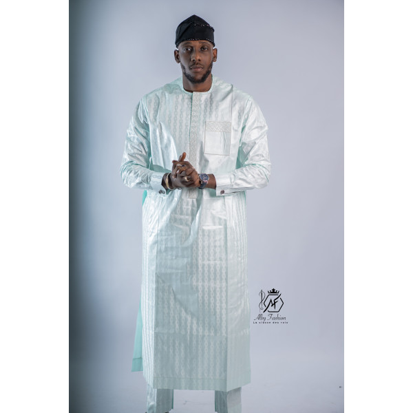 Ensemble traditionnel homme vert menthe – Élégance raffinée