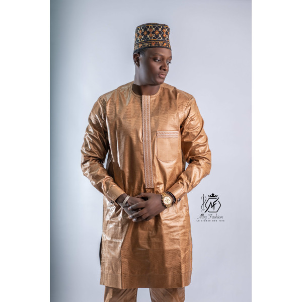 Ensemble traditionnel homme bronze doré – Prestige et élégance